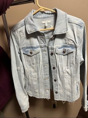 Maurices Light Blue Star Embroidered Denim Jacket